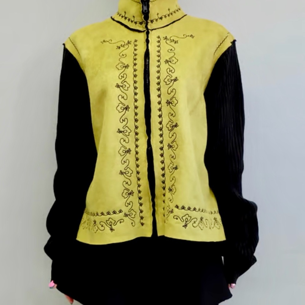 Vintage Coldwater Creek Women's Faux Suede Knit‎ Embroidered Jacket Sz 1X EUC